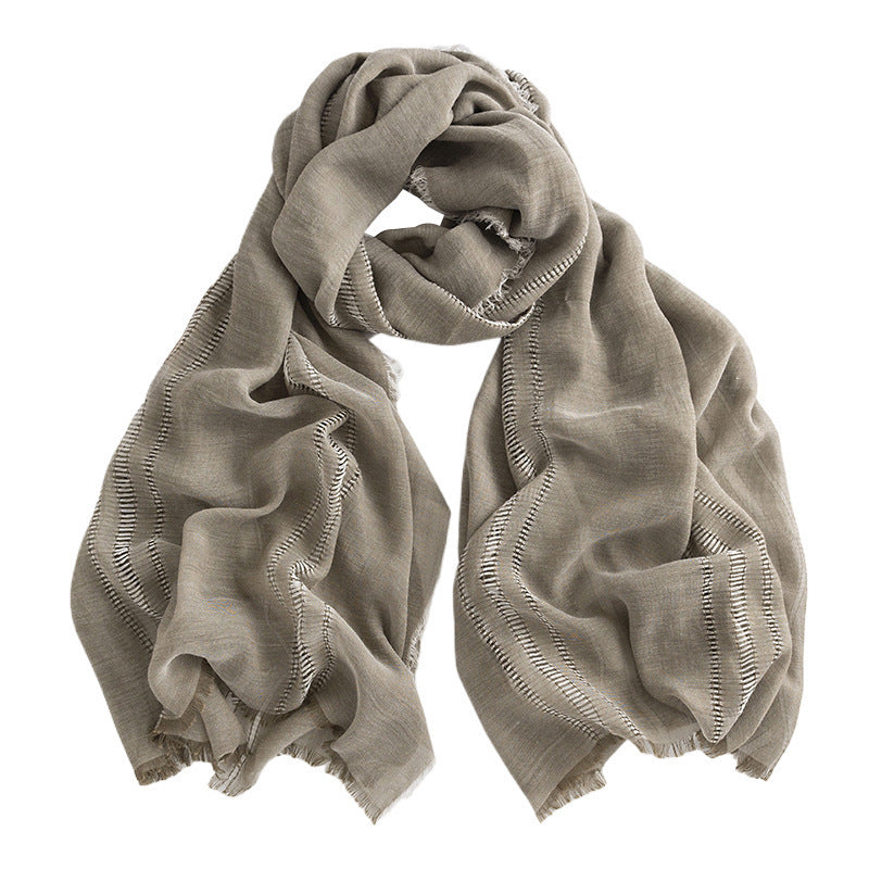 Women's Simple Casual Style Tassel Warm Scarf