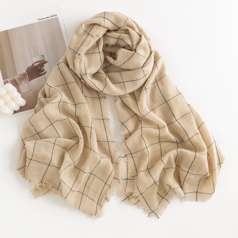 Women's Simple Casual Style Tassel Warm Scarf