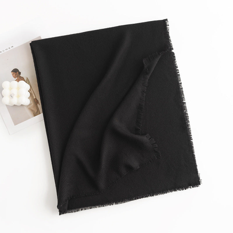 Women's Simple Casual Style Tassel Warm Scarf