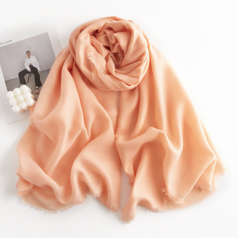 Women's Simple Casual Style Tassel Warm Scarf