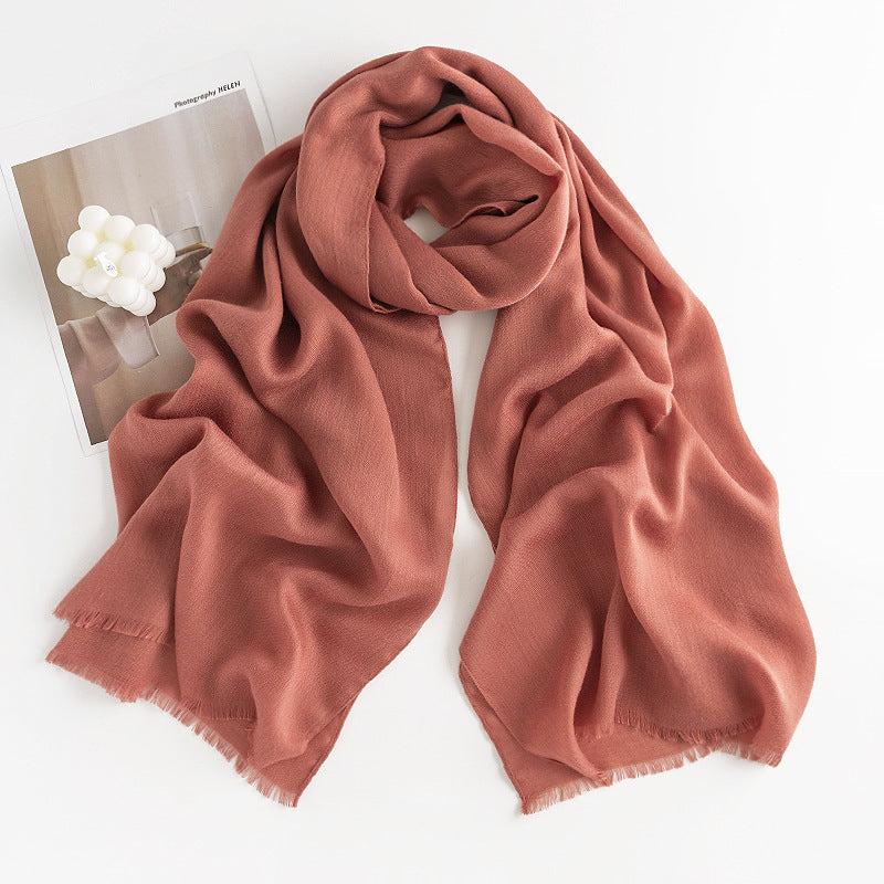 Women's Simple Casual Style Tassel Warm Scarf