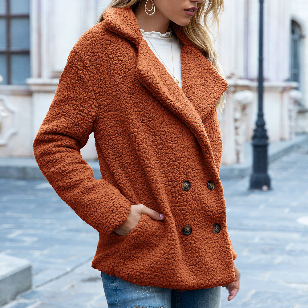Loose Lapel Fluffy Winter Coat for Women - Willy05Boutique