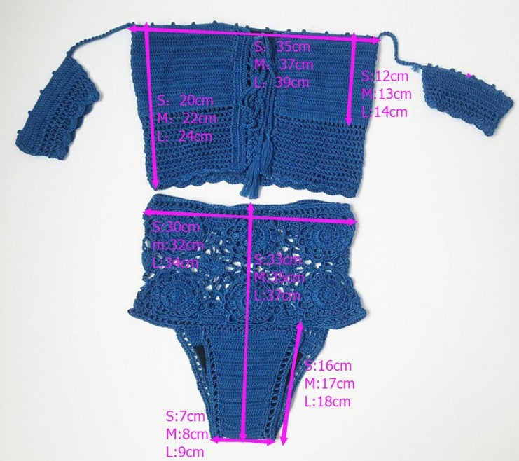Off Shoulder knitted Bikini Set