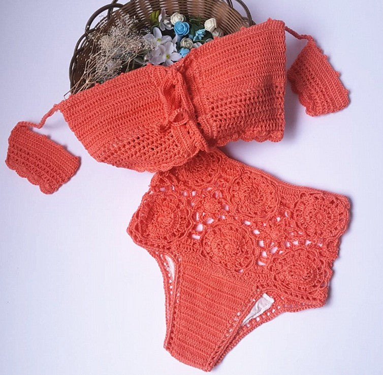 Off Shoulder knitted Bikini Set