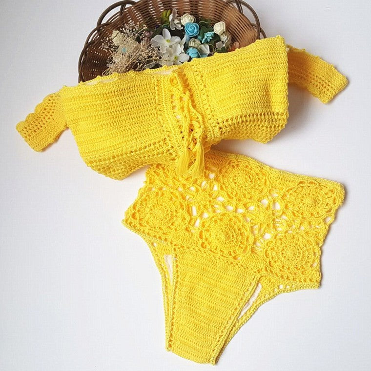 Off Shoulder knitted Bikini Set