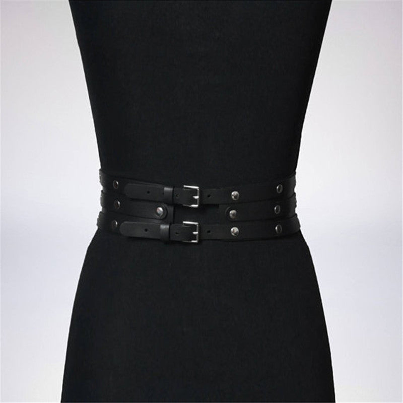 Sexy Body Women Black Leather Waist Belts
