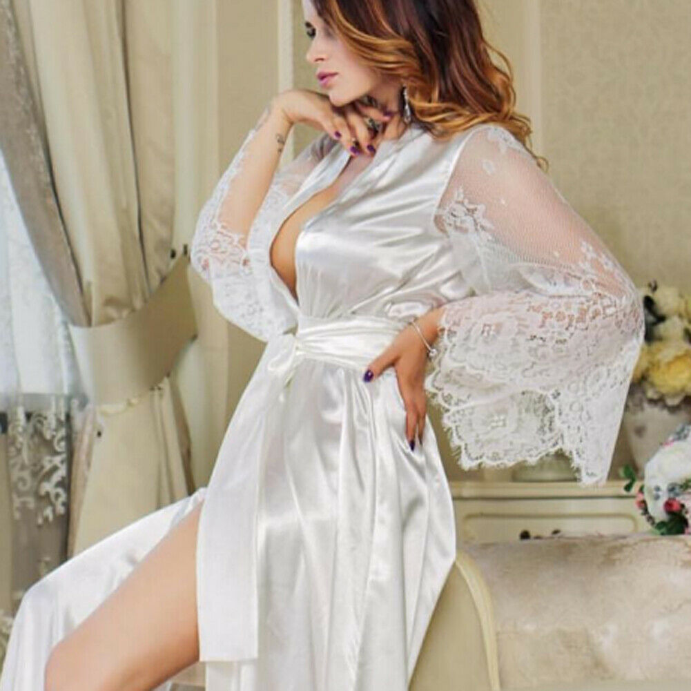 Pajamas lace robe Nightgown women Sleepwear - Willy05Boutique