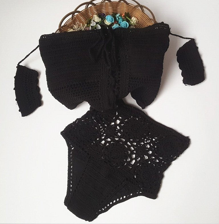 Off Shoulder knitted Bikini Set
