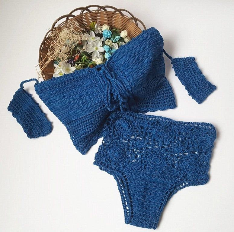 Off Shoulder knitted Bikini Set