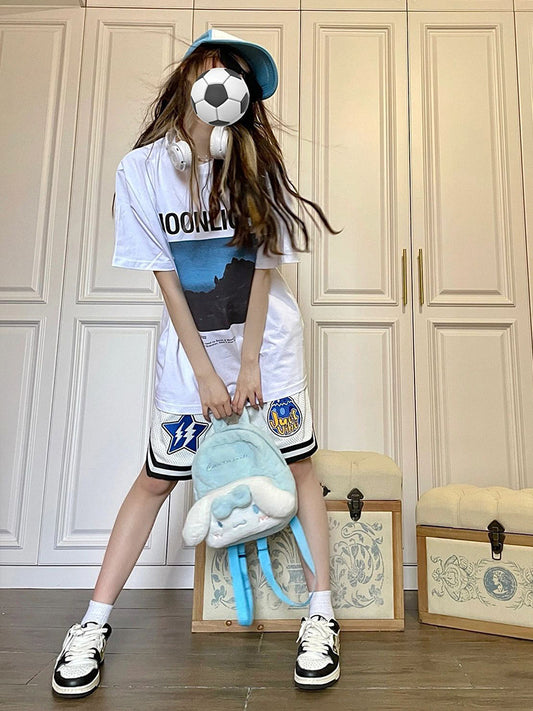 American NBA basketball shorts with graphics for female. - Willy05Boutique