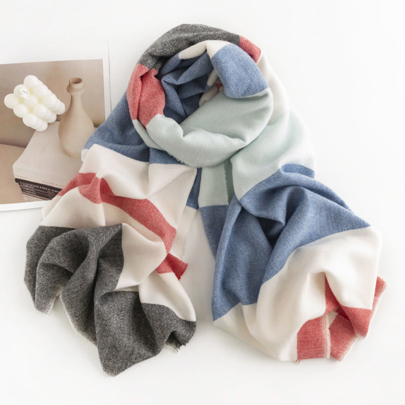 Women's Simple Casual Style Tassel Warm Scarf