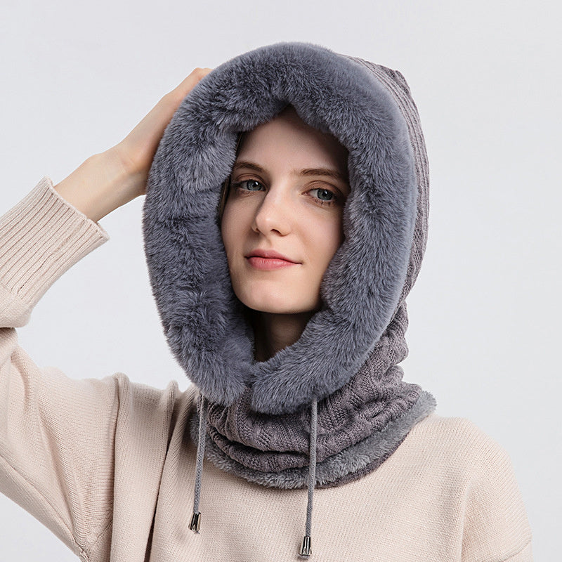 Warm Windproof Knit Hats Hooded with Scarf for Women - Willy05Boutique