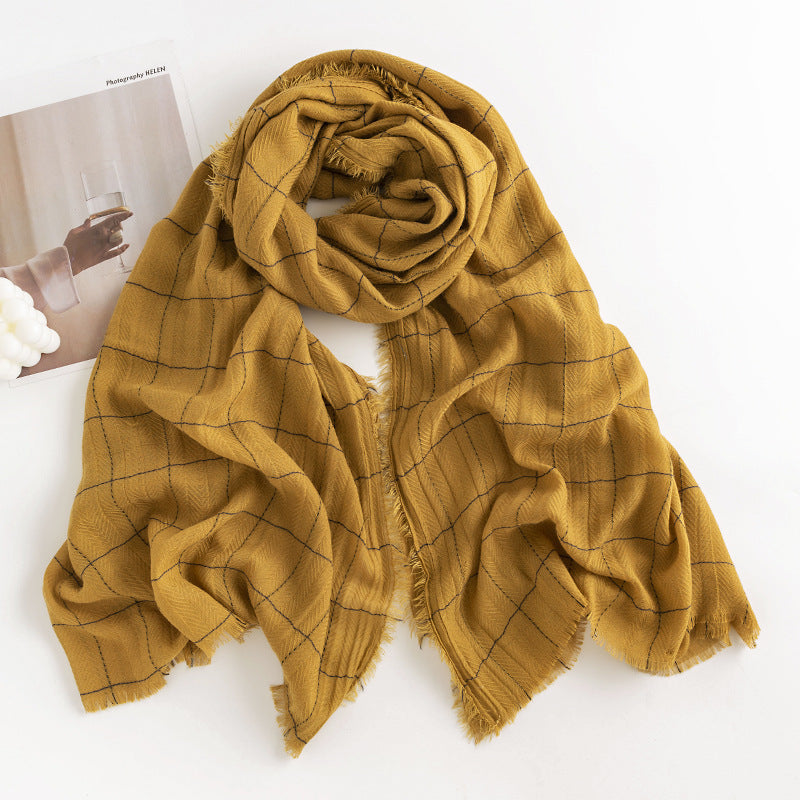 Women's Simple Casual Style Tassel Warm Scarf