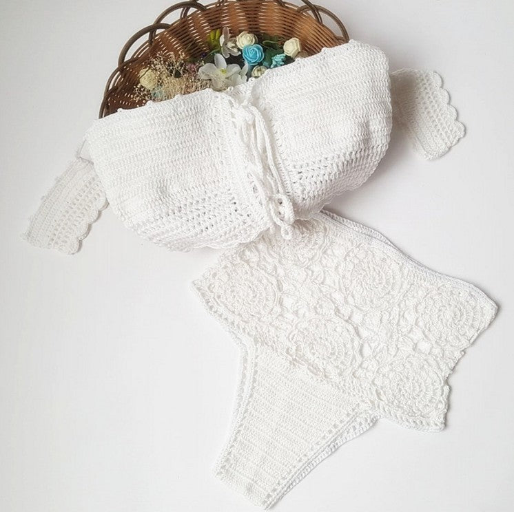 Off Shoulder knitted Bikini Set