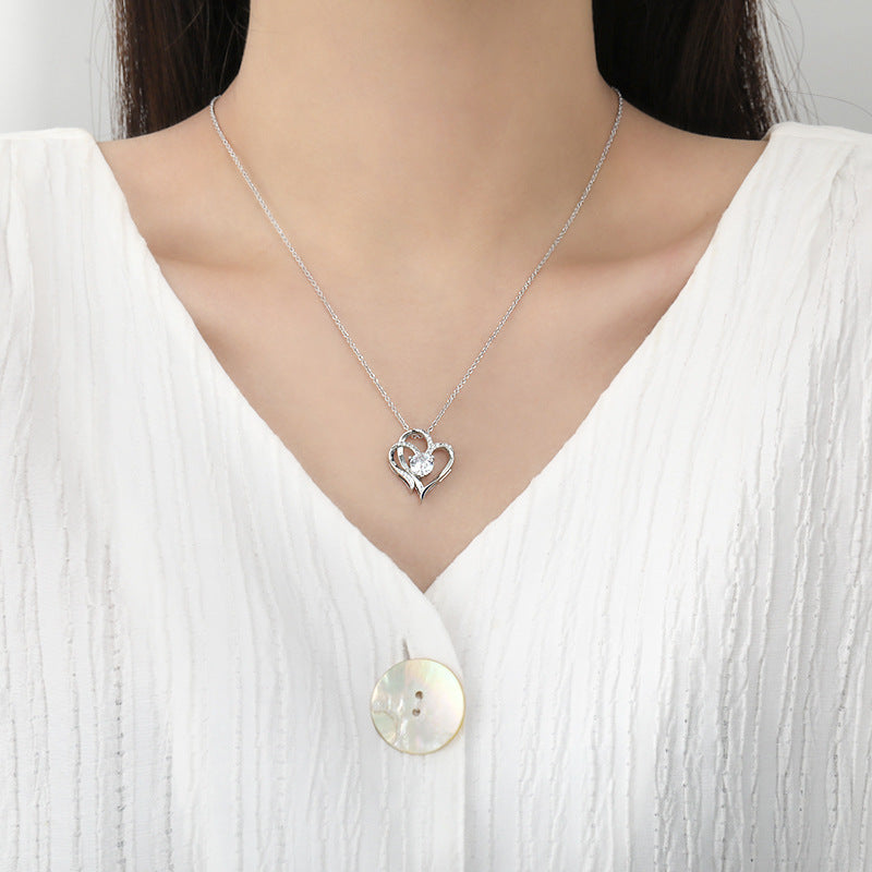 Zircon Double Love Necklace with Rhinestones for Women Valentine's Day - Willy05Boutique