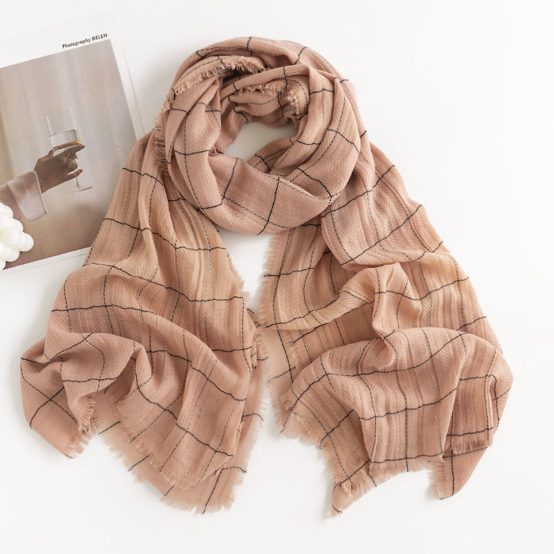 Women's Simple Casual Style Tassel Warm Scarf
