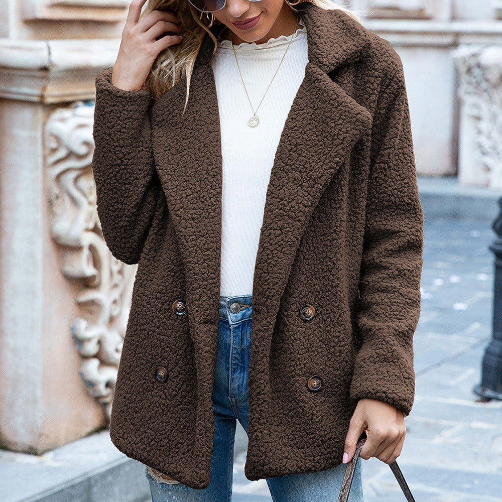 Loose Lapel Fluffy Winter Coat for Women - Willy05Boutique
