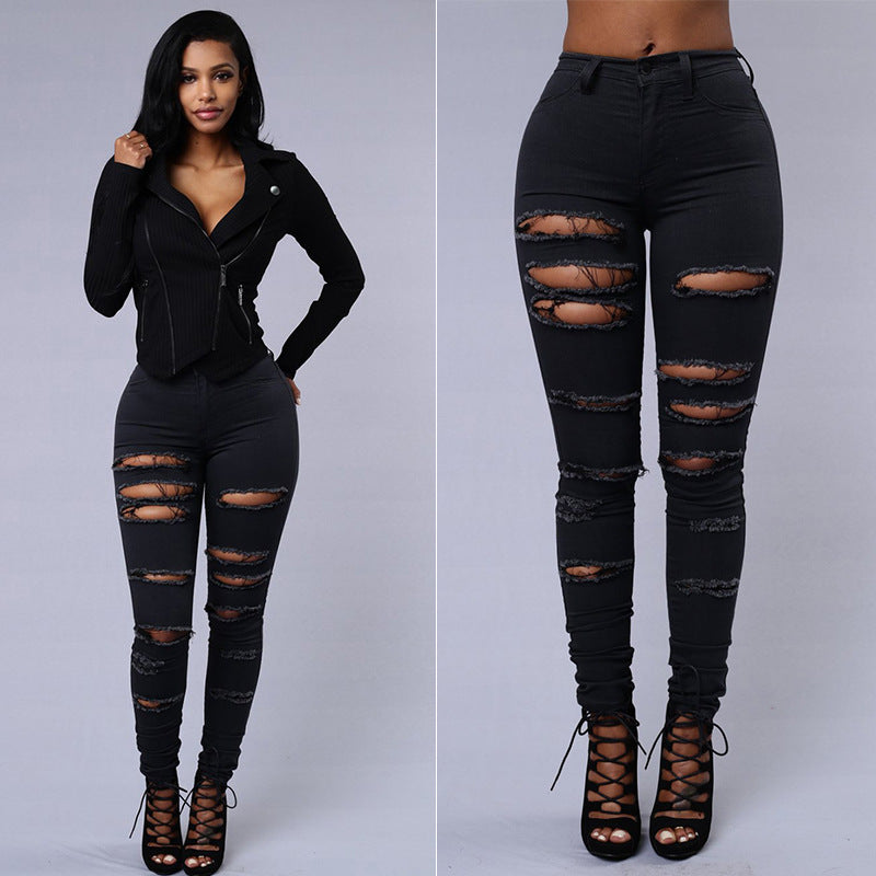 Ripped High Waist Skinny Jeans for women - Willy05Boutique