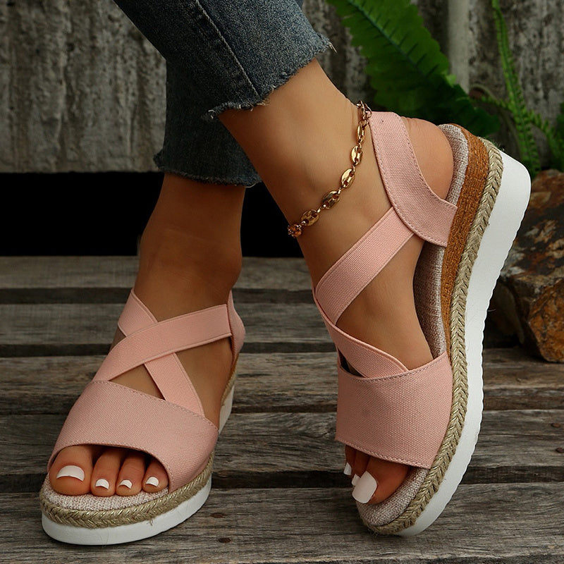 Cross-strap Wedge Sandals for Women