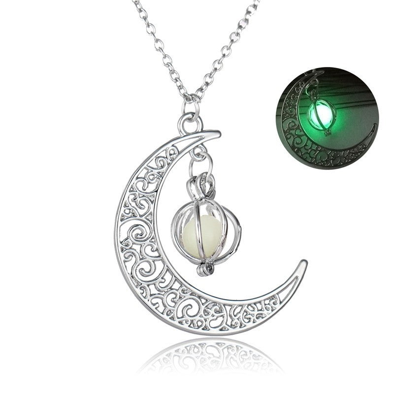 Moon shape Natural Healing Glowing Stone Necklace for Women - Willy05Boutique