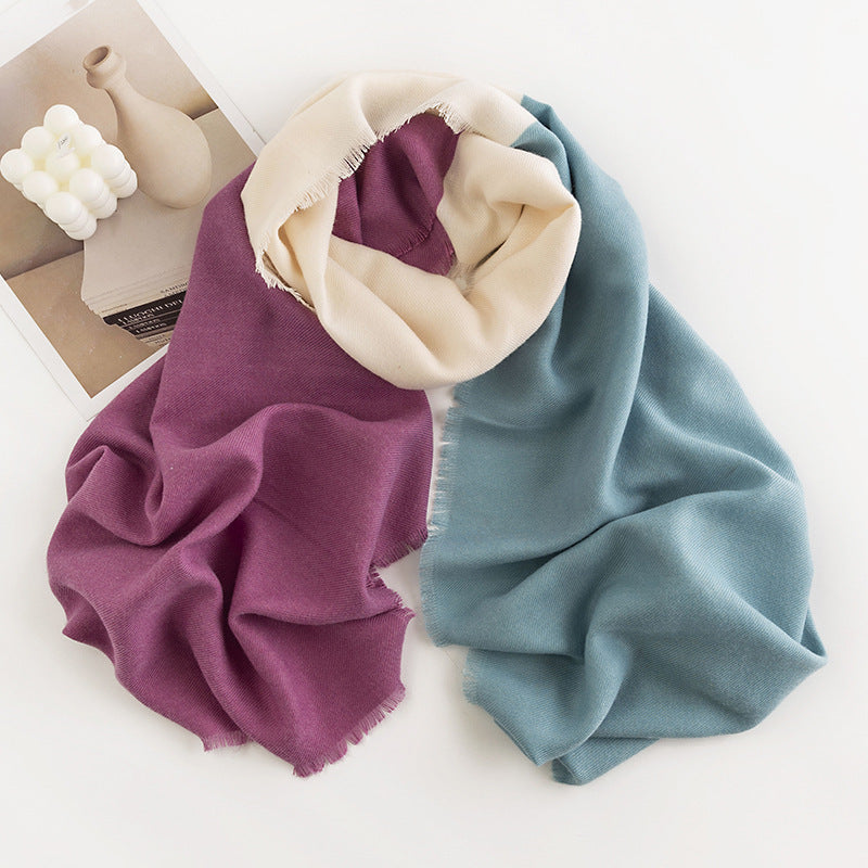 Women's Simple Casual Style Tassel Warm Scarf