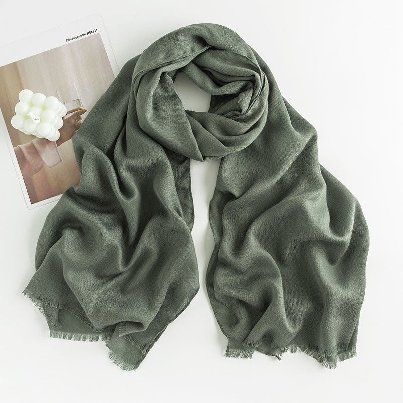 Women's Simple Casual Style Tassel Warm Scarf