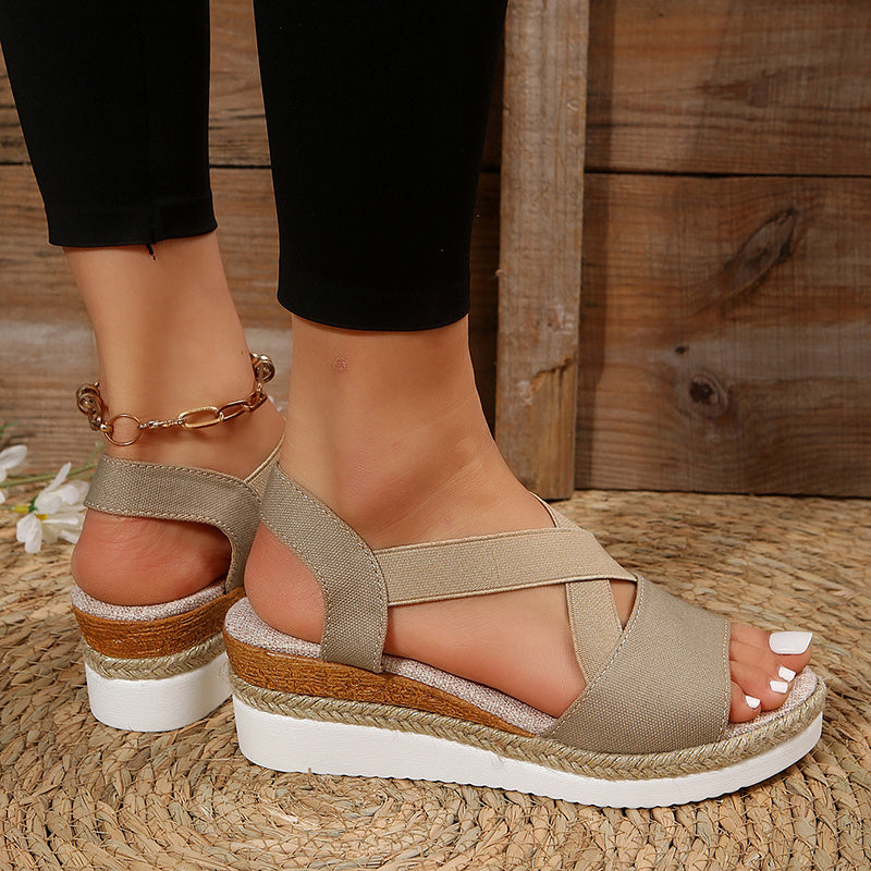 Cross-strap Wedge Sandals for Women