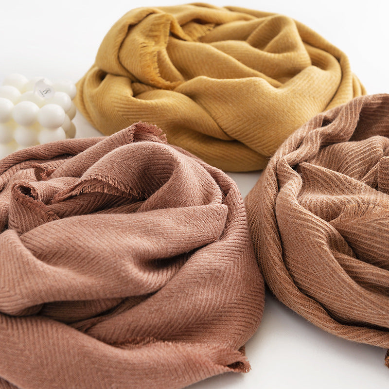 Women's Simple Casual Style Tassel Warm Scarf