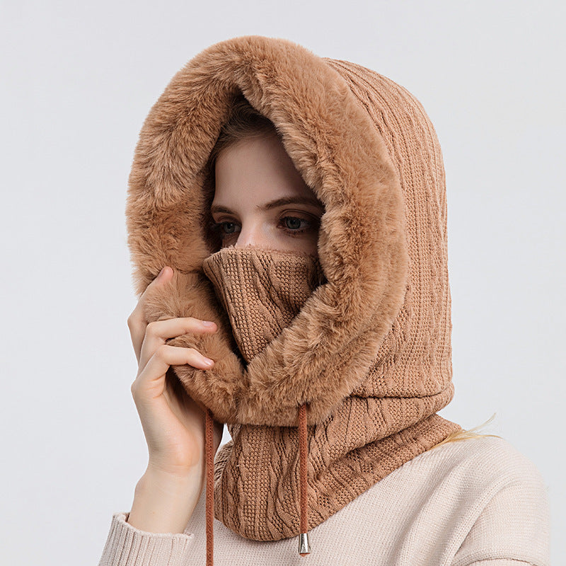 Warm Windproof Knit Hats Hooded with Scarf for Women - Willy05Boutique