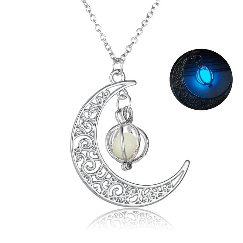 Moon shape Natural Healing Glowing Stone Necklace for Women - Willy05Boutique