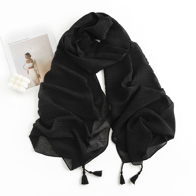 Women's Simple Casual Style Tassel Warm Scarf