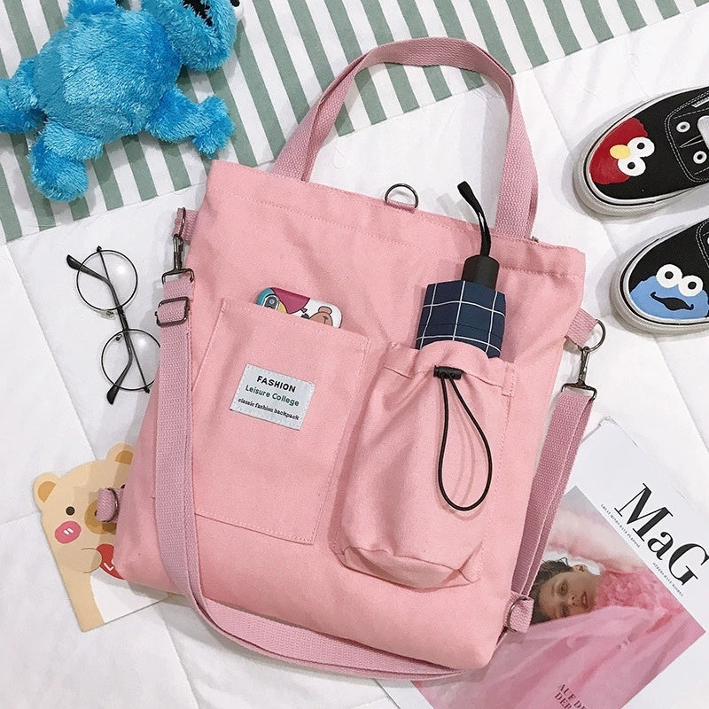 Harajuku Canvas Students Handbag with Pockets for Women - Willy05Boutique