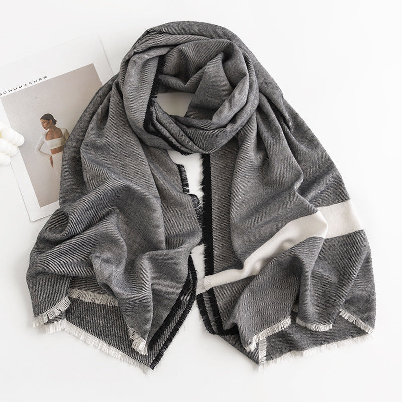 Women's Simple Casual Style Tassel Warm Scarf