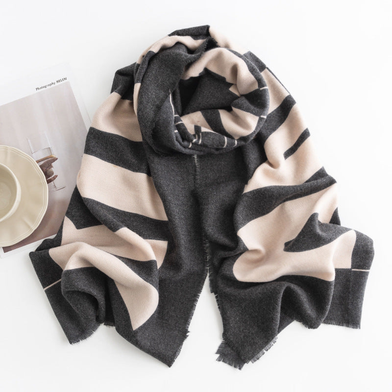 Women's Simple Casual Style Tassel Warm Scarf