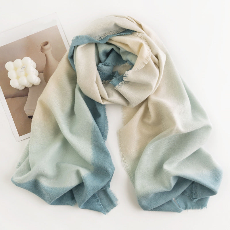 Women's Simple Casual Style Tassel Warm Scarf