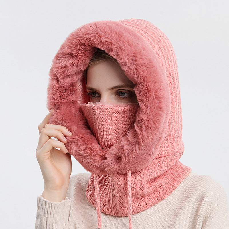 Warm Windproof Knit Hats Hooded with Scarf for Women - Willy05Boutique
