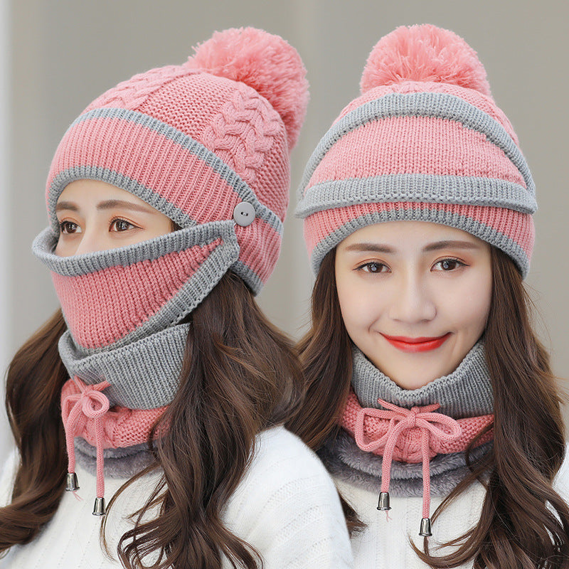 3pcs Knitted Beanie Winter Hat with Scarf for Women
