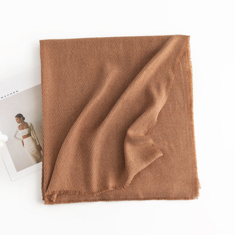 Women's Simple Casual Style Tassel Warm Scarf