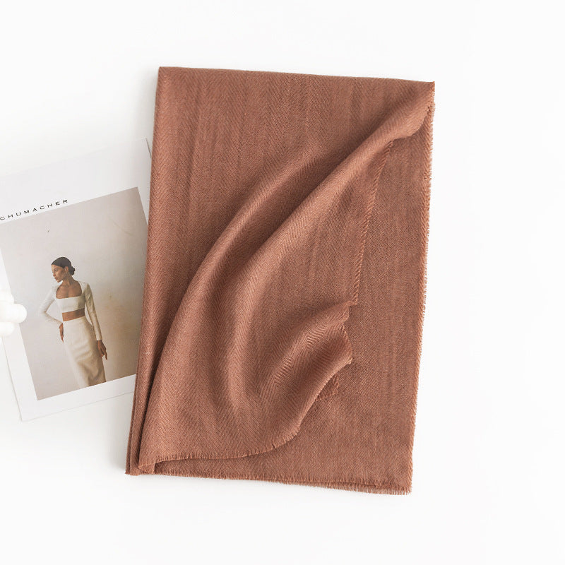 Women's Simple Casual Style Tassel Warm Scarf
