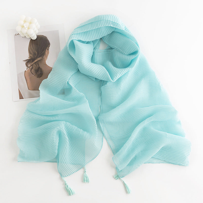 Women's Simple Casual Style Tassel Warm Scarf