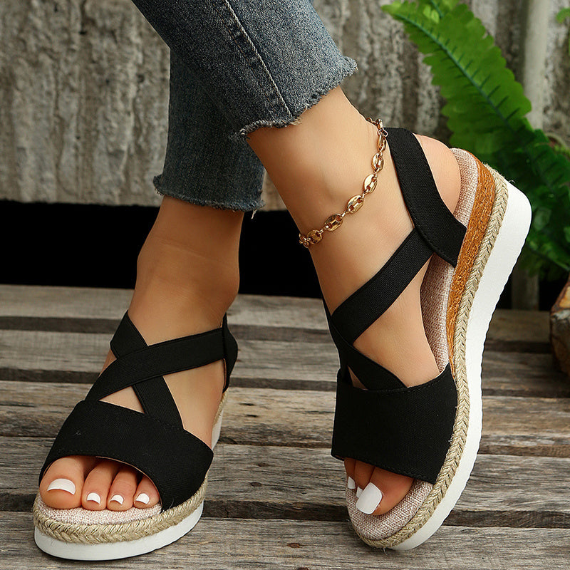 Cross-strap Wedge Sandals for Women