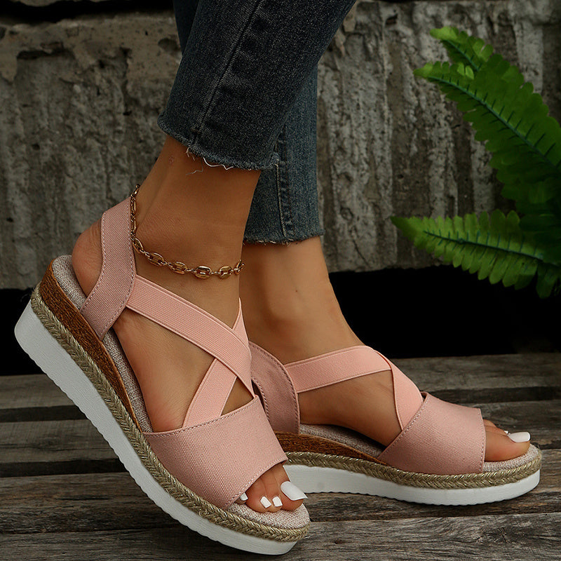 Cross-strap Wedge Sandals for Women
