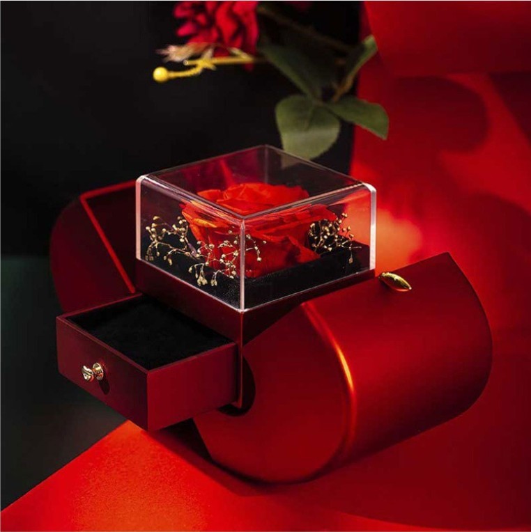 Jewelry Box with Artificial Flower Rose Flower Jewelry Box - Willy05Boutique