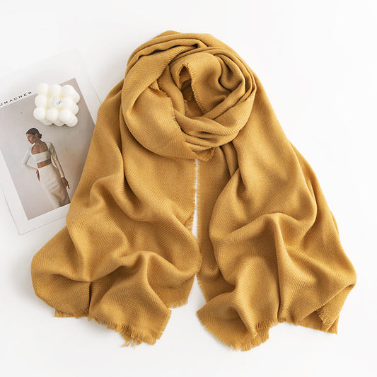 Women's Simple Casual Style Tassel Warm Scarf