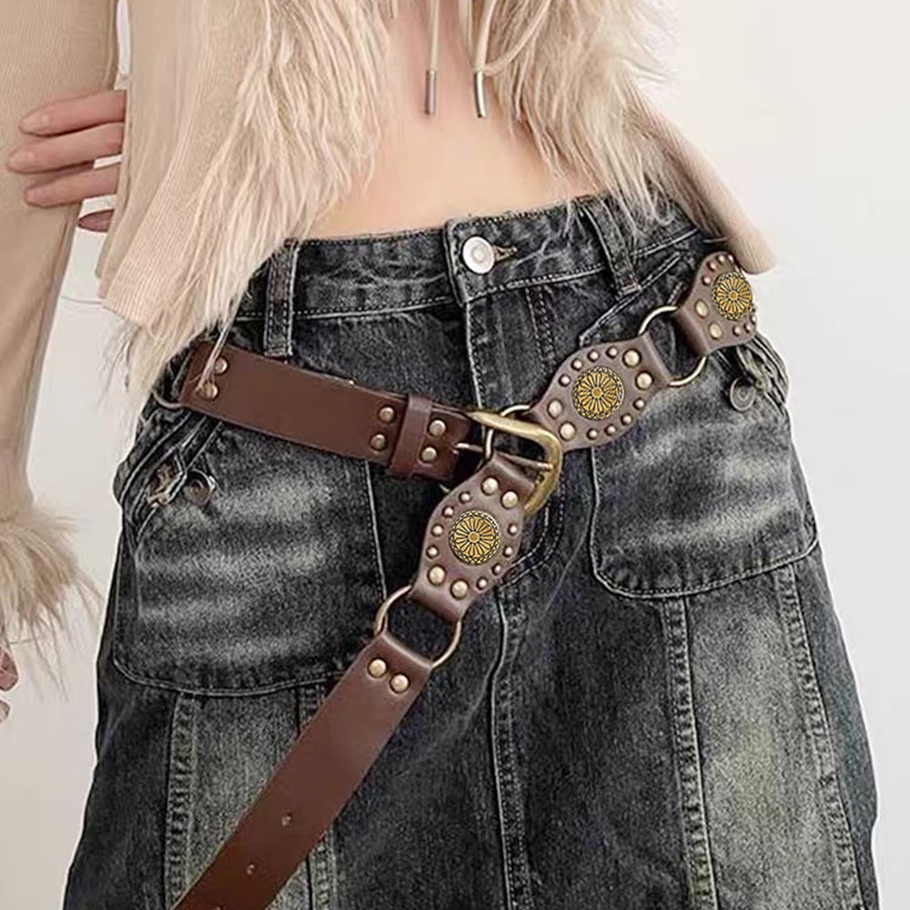 Riveted Metal Buckle Punk Hip Hop Fashion Vintage Belts