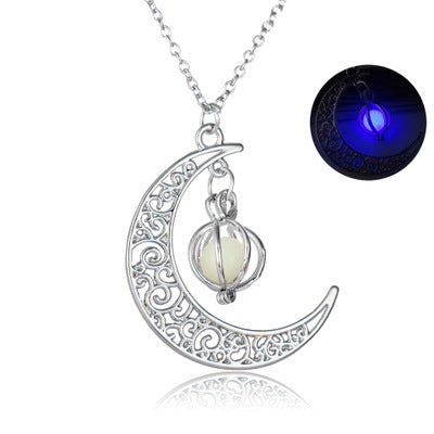 Moon shape Natural Healing Glowing Stone Necklace for Women - Willy05Boutique