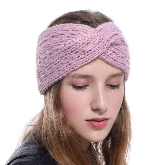 Acrylic Thick Diagonally Crossed Wool Knitted Headband for Women