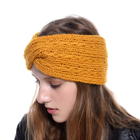 Acrylic Thick Diagonally Crossed Wool Knitted Headband for Women