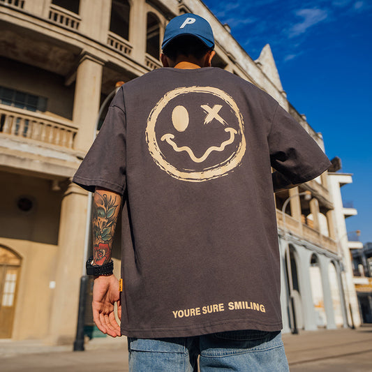 Smiley Drip T-shirt men short sleeve