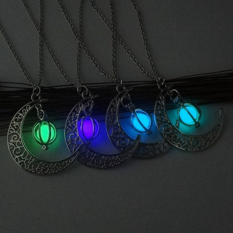 Moon shape Natural Healing Glowing Stone Necklace for Women - Willy05Boutique